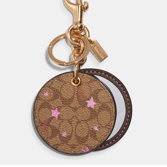 Coach Mirror Bag Charm In Signature Canvas With Disco Star Print - Picture 2 of 12